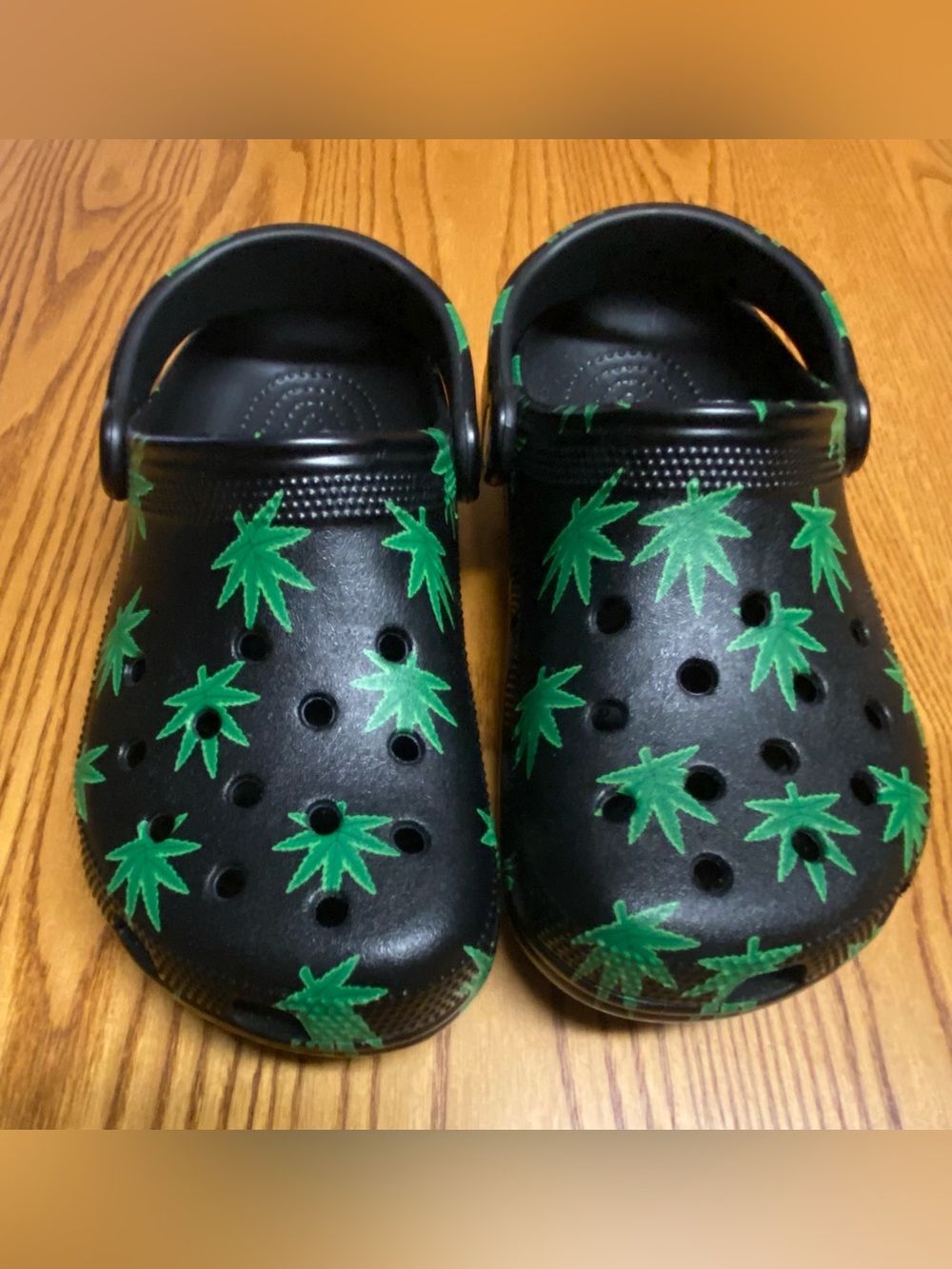CROCS Classic Black Hemp Leaf Slip-On Clogs